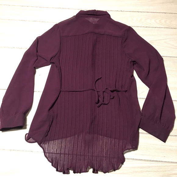 De Colores Long Sleeve Purple Sheer Top Collar Size L - Picture 3 of 7